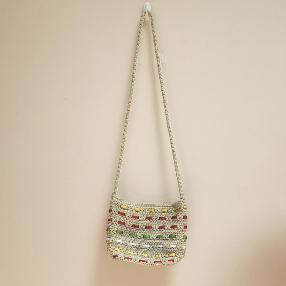 Croft & Barrow Woven Ribbon Cream-colored Crossbody Bag